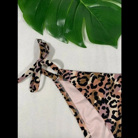 NEW Shade & Shore Leopard‎ Side-Tie Cheeky Bikini Bottoms [ SZ Large ] #3342 - Picture 3 of 10